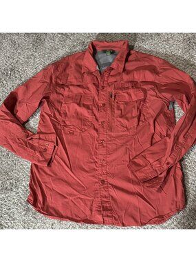 Gander Mtn Shirt Men's L Red Long Sleeve Button Down Outdoor Fishing Hiking